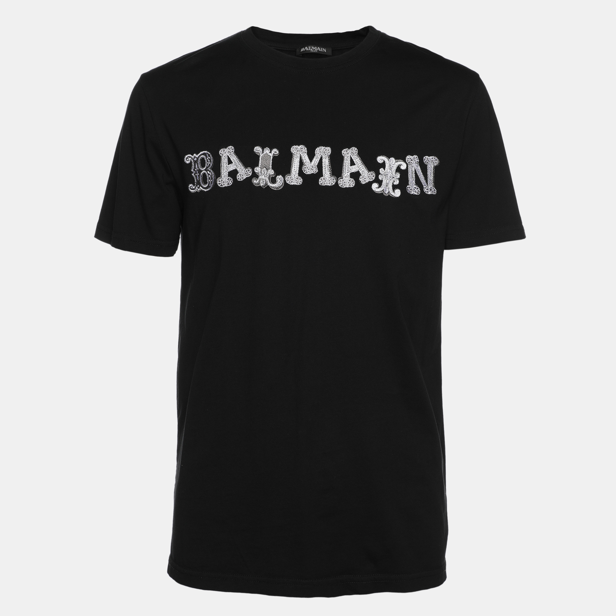 

Balmain Black Cotton Logo Print T-Shirt M