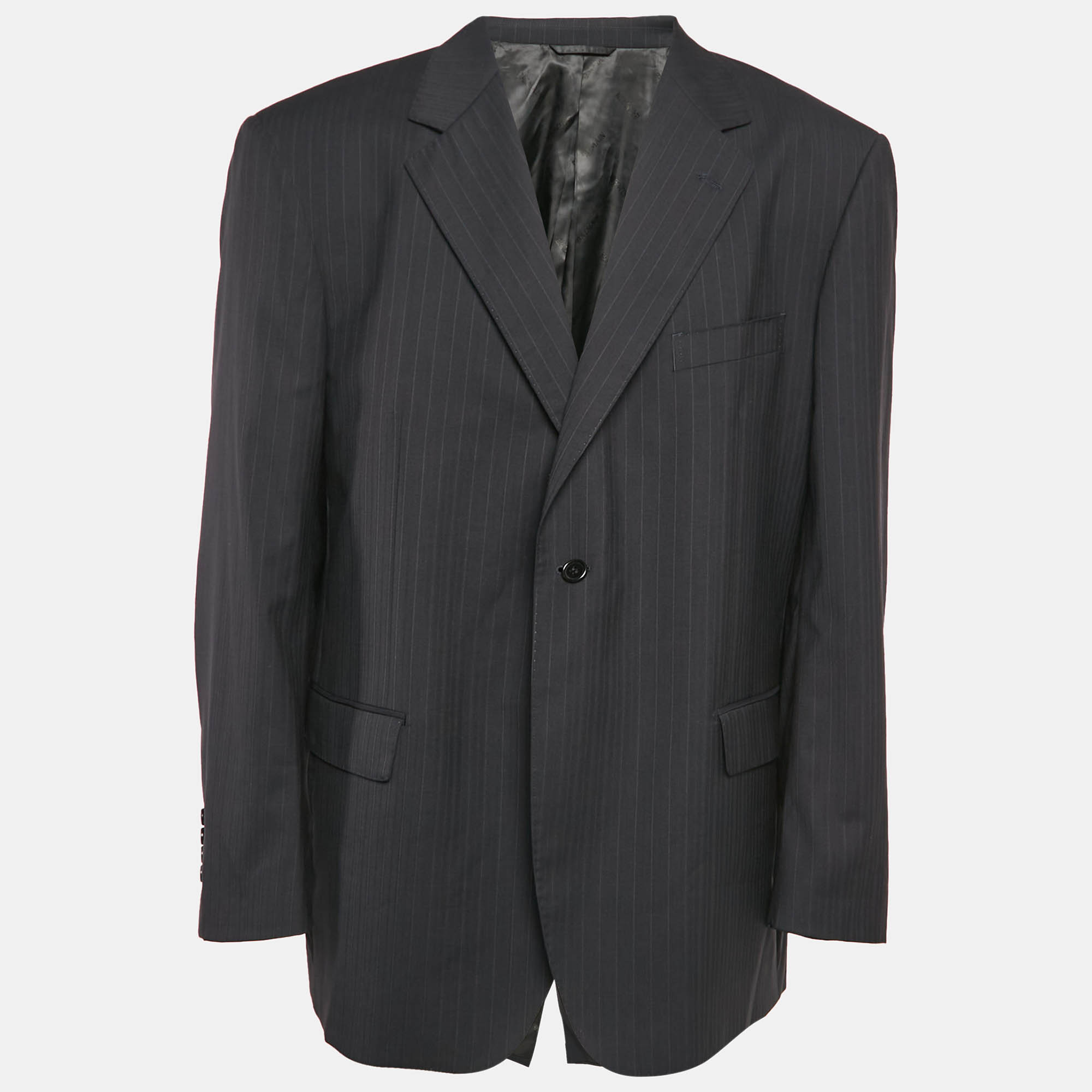 

Balmain Navy Blue Pinstripe Wool Blend Tailored Blazer 4XL