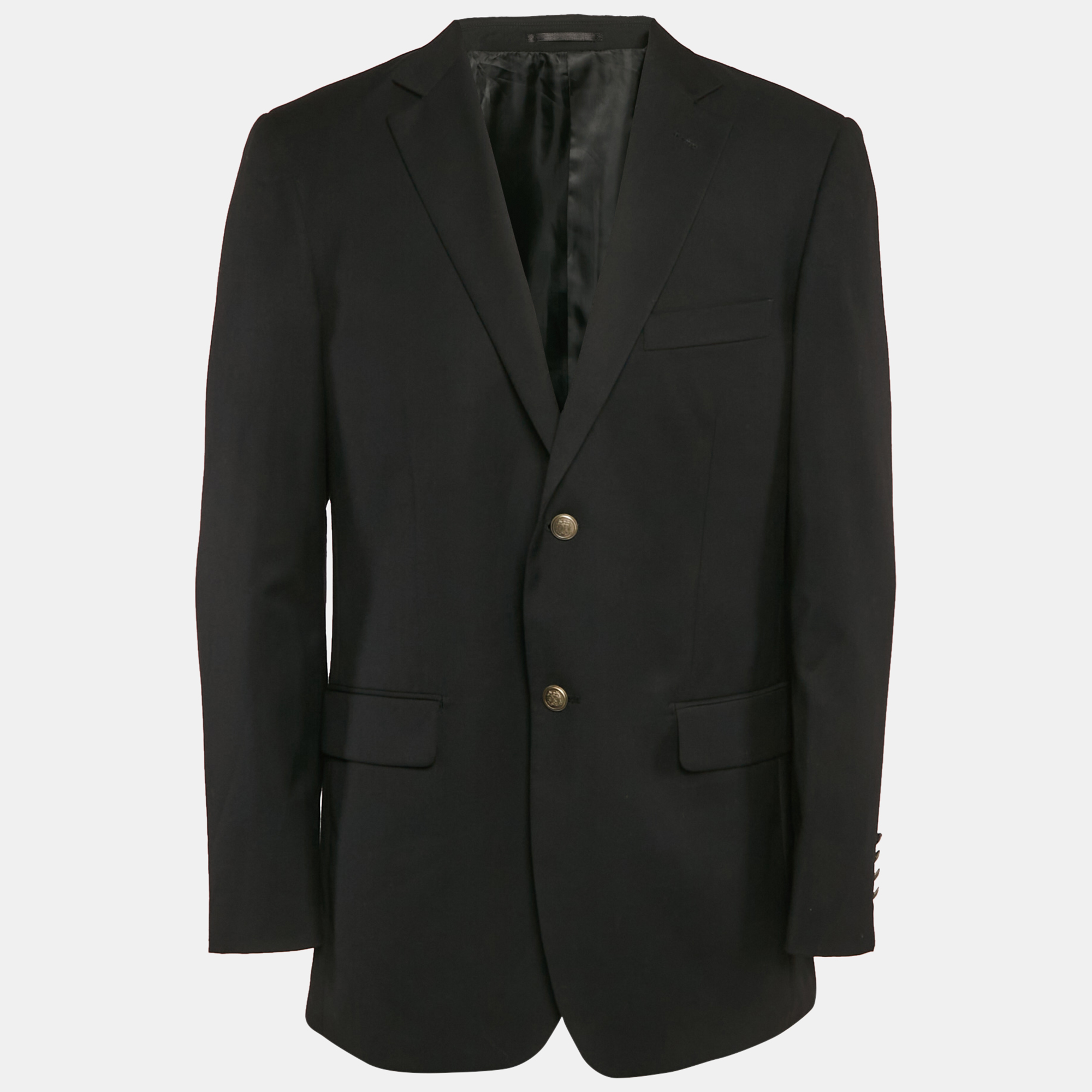 

Balmain Black Gabardine Button Detail Single Breasted Blazer XL