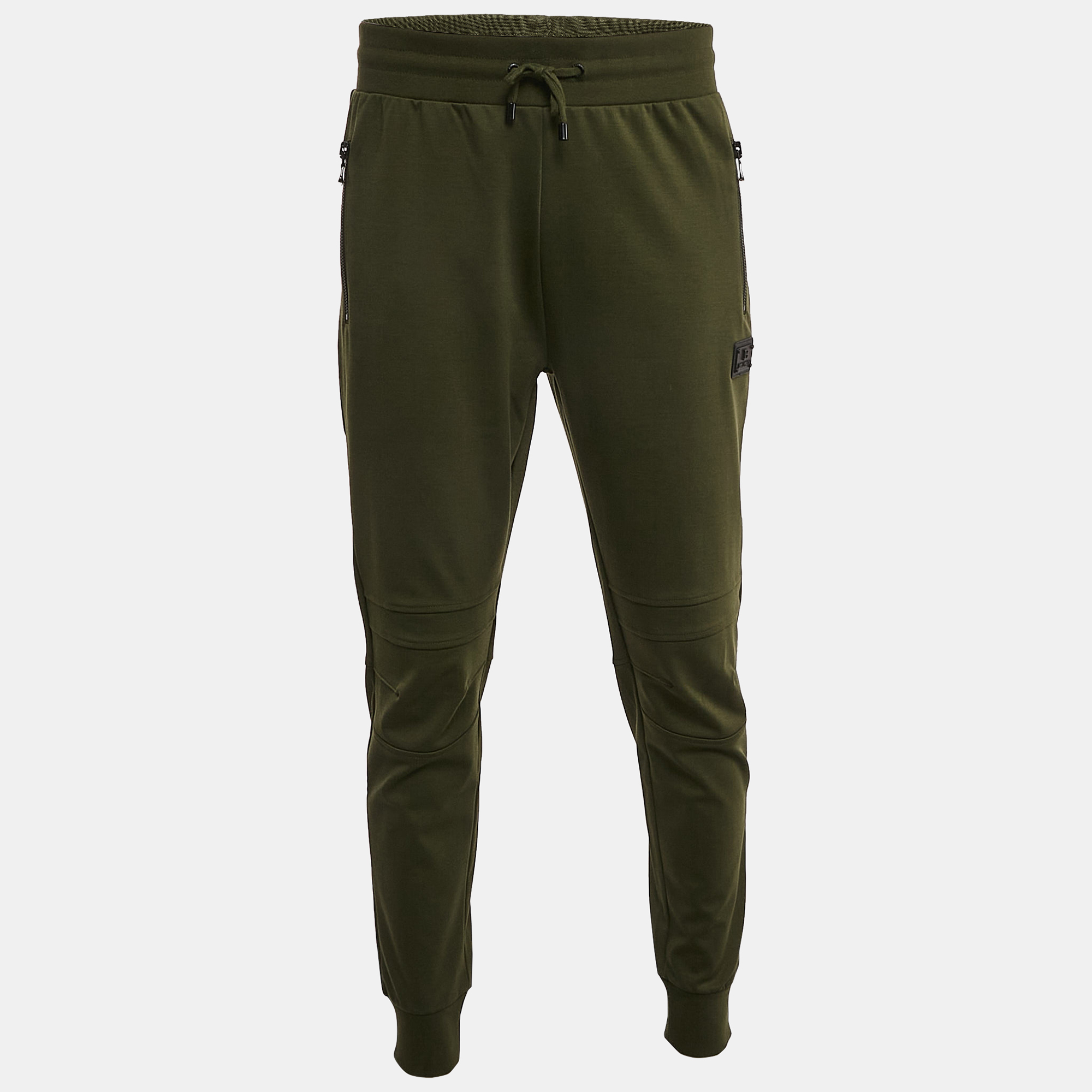 

Balmain Green Jersey Pintuck Detail Track Pants L