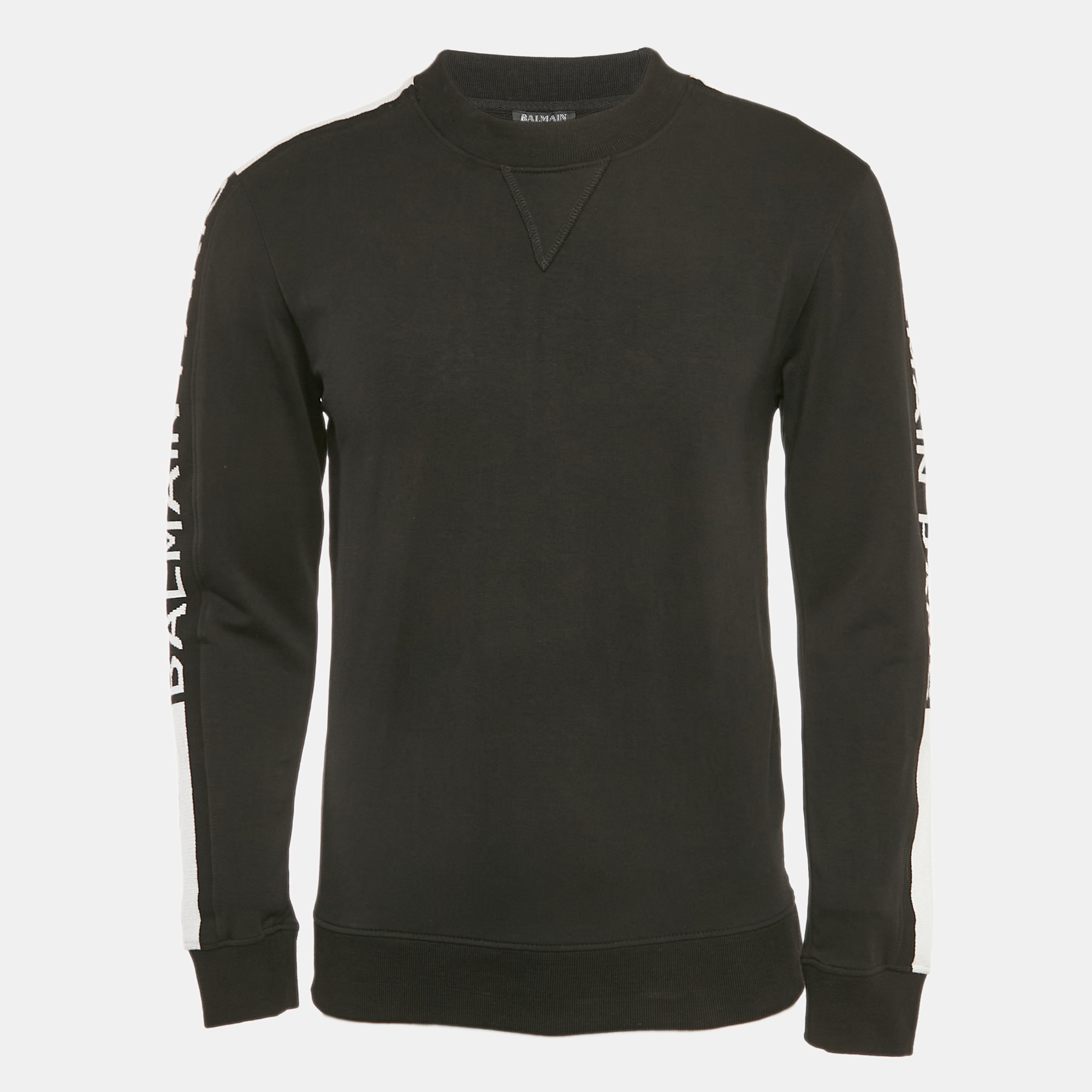 

Balmain Black Logo Print Cotton Crew Neck Sweatshirt S