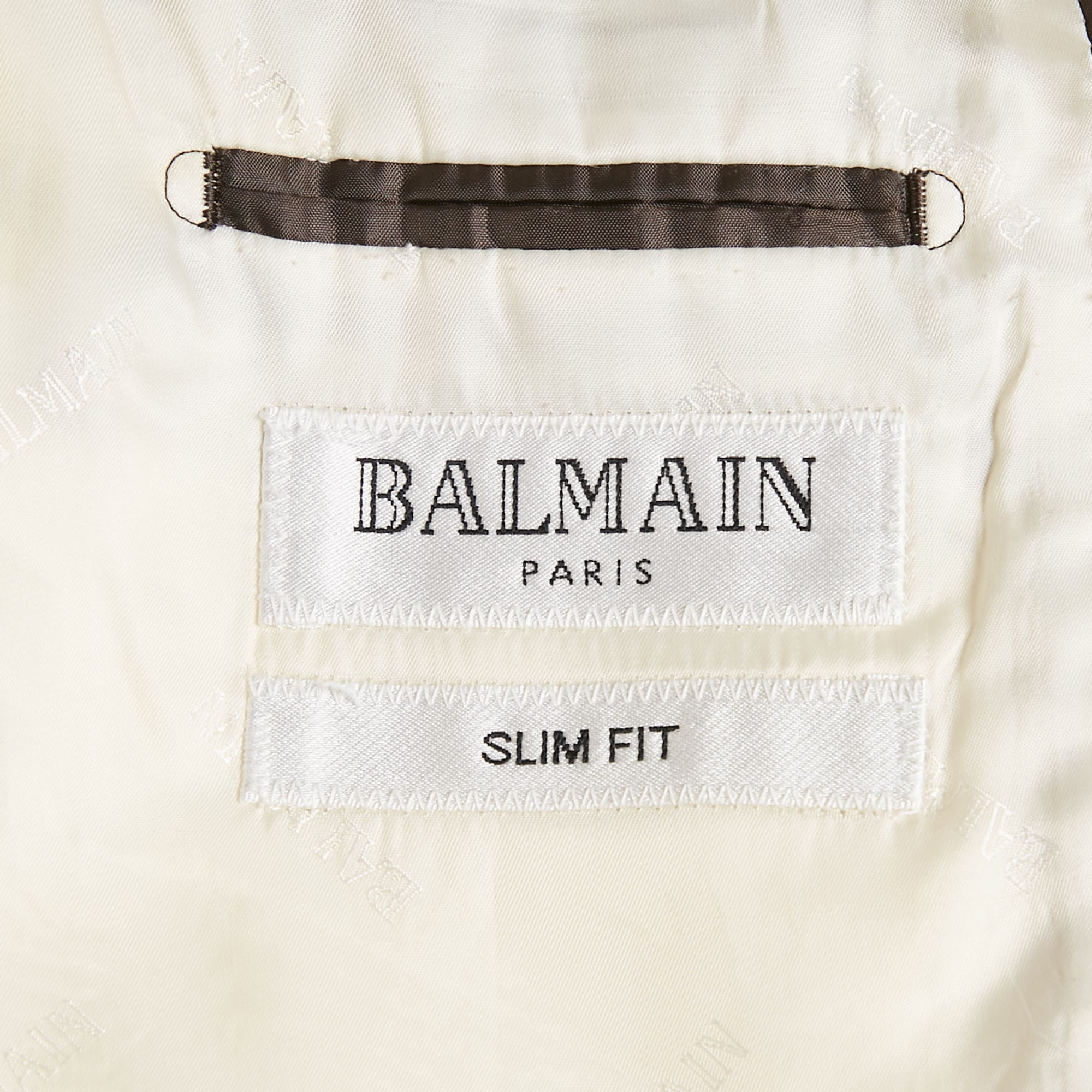 Balmain Grey Wool Single Breasted Blazer XL 