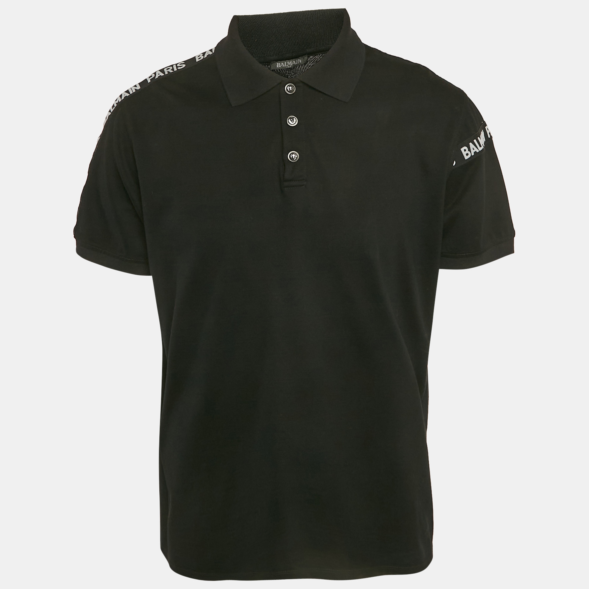 

Balmain Black Pique Cotton Polo T-Shirt XL