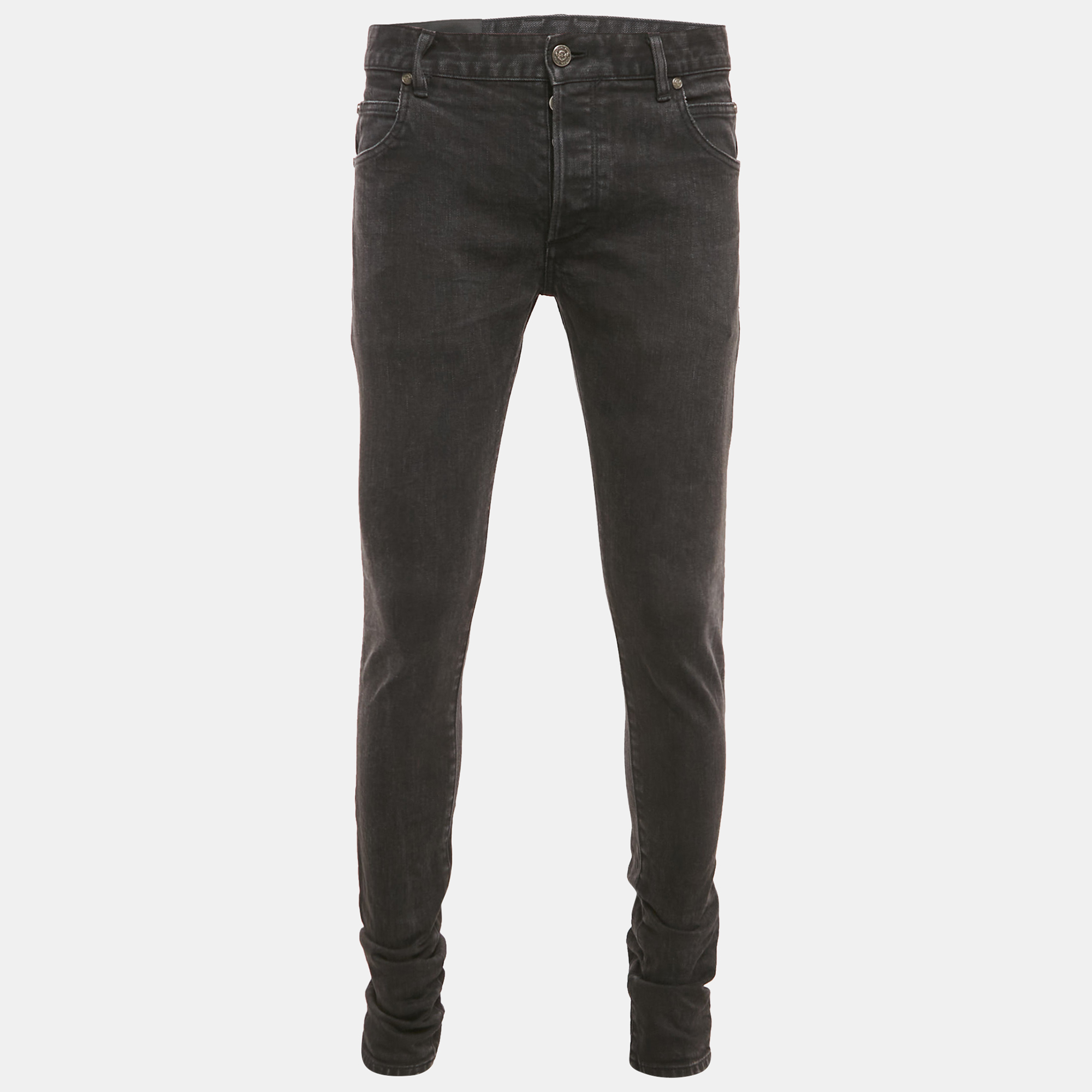 

Balmain Black Washed Denim Slim Fit Jeans M Waist 32"