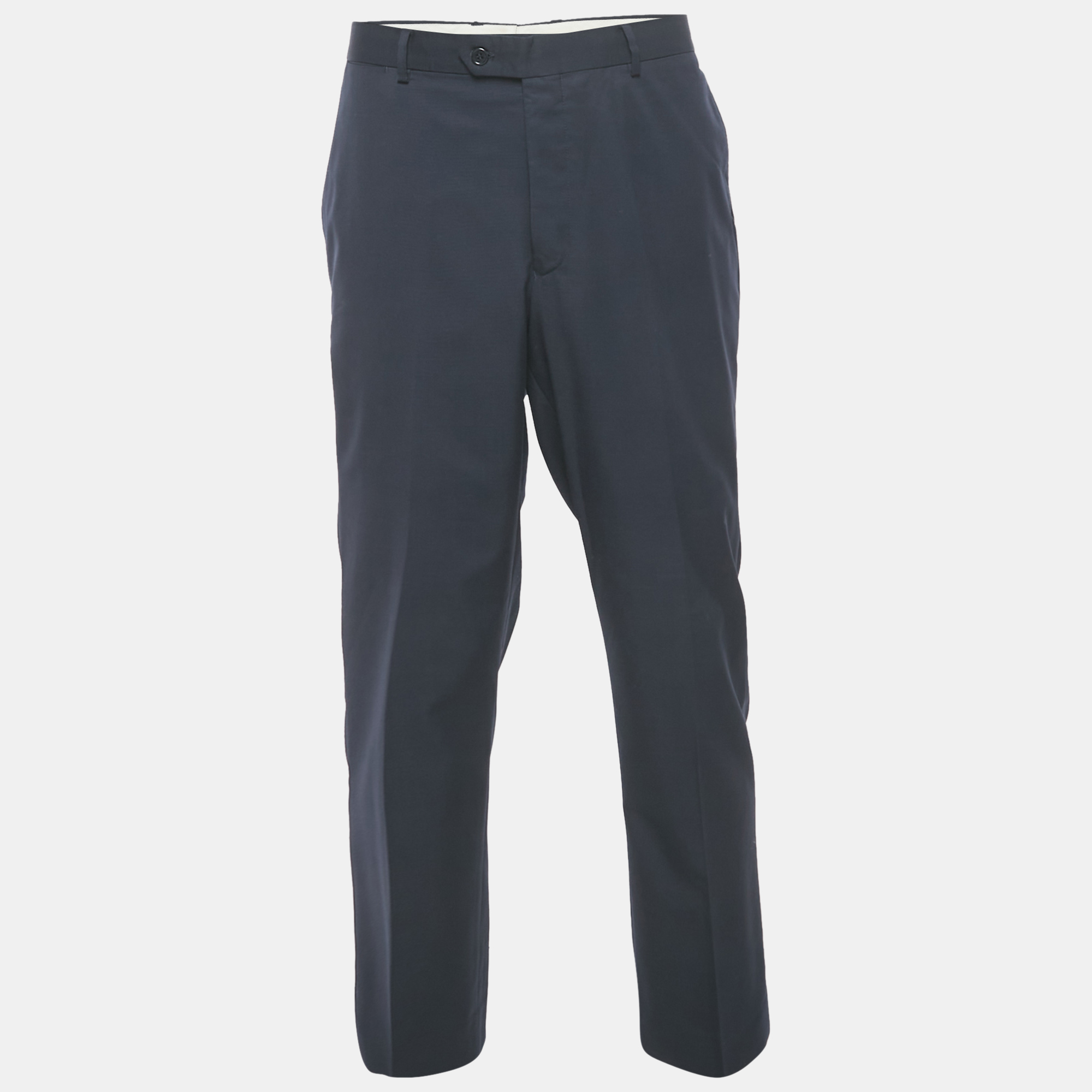 Pre-owned Balmain Navy Blue Wool Formal Pants 4xl