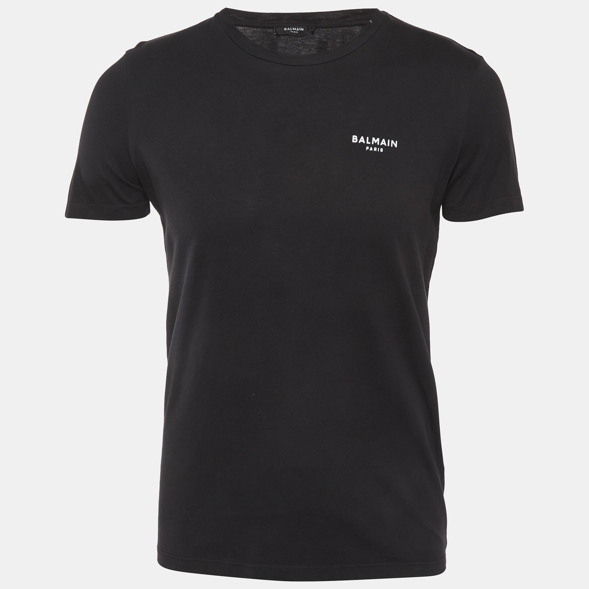 

Balmain Black Cotton Knit Logo Applique T-Shirt S