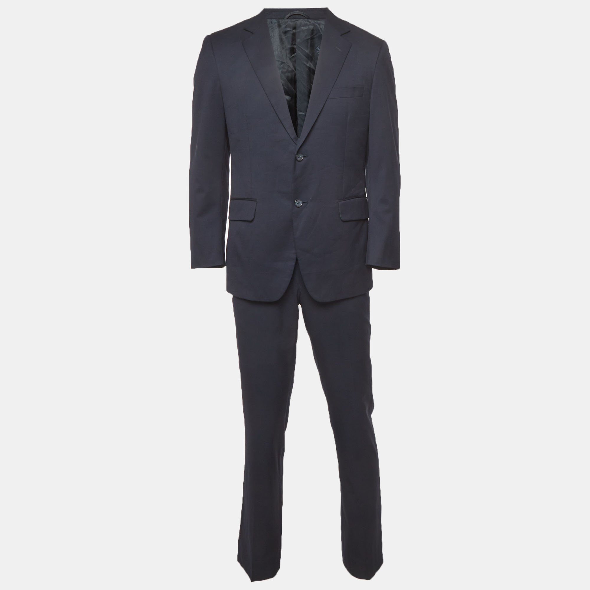 Balmain Navy Blue Wool Blend Wool Regular Fit Suit M