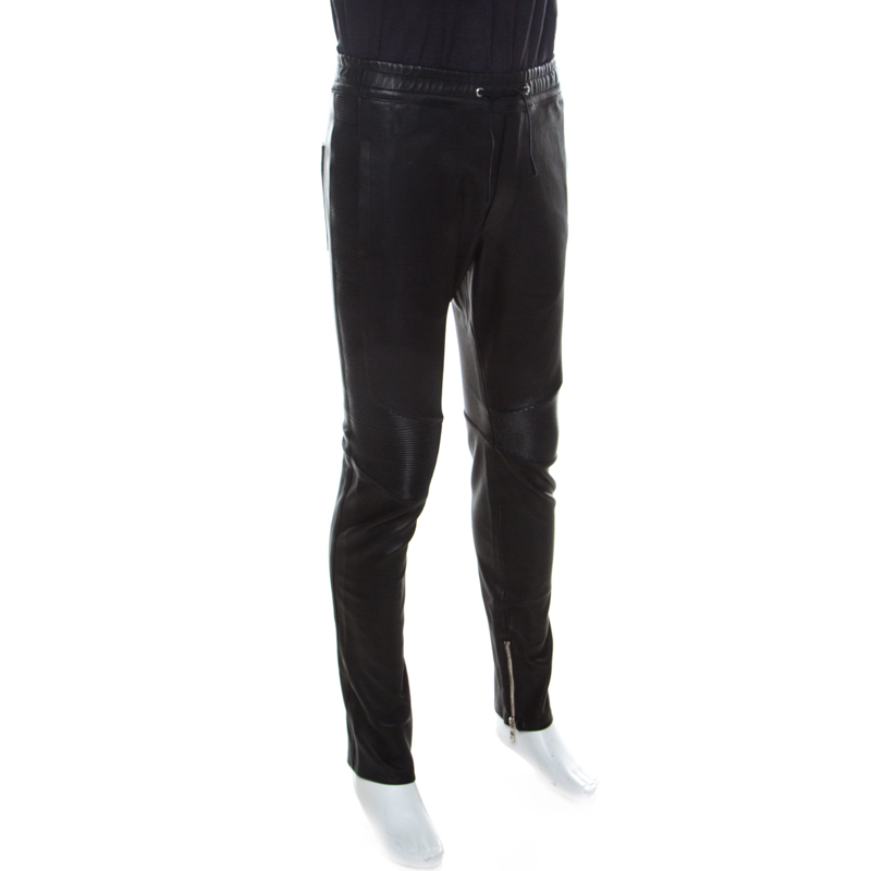 

Balmain Black Leather Biker Track Pants