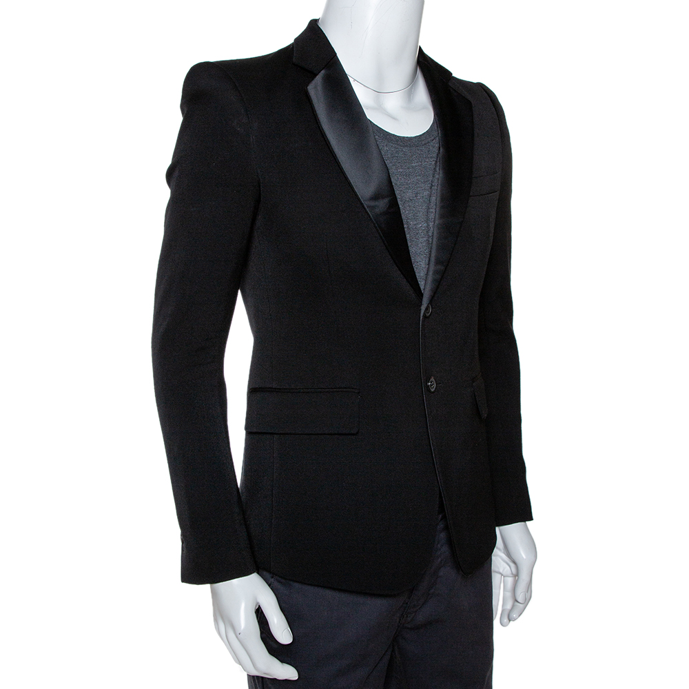 

Balmain Black Wool Two Buttoned Tuxedo Jacket