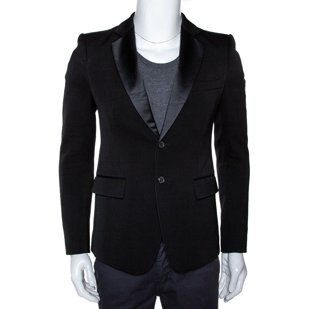 Balmain Black Wool Two Buttoned Tuxedo Jacket M