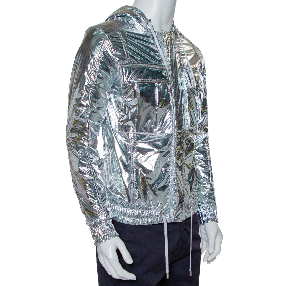 

Balmain Metallic Synthetic Drawstring Hooded Jacket