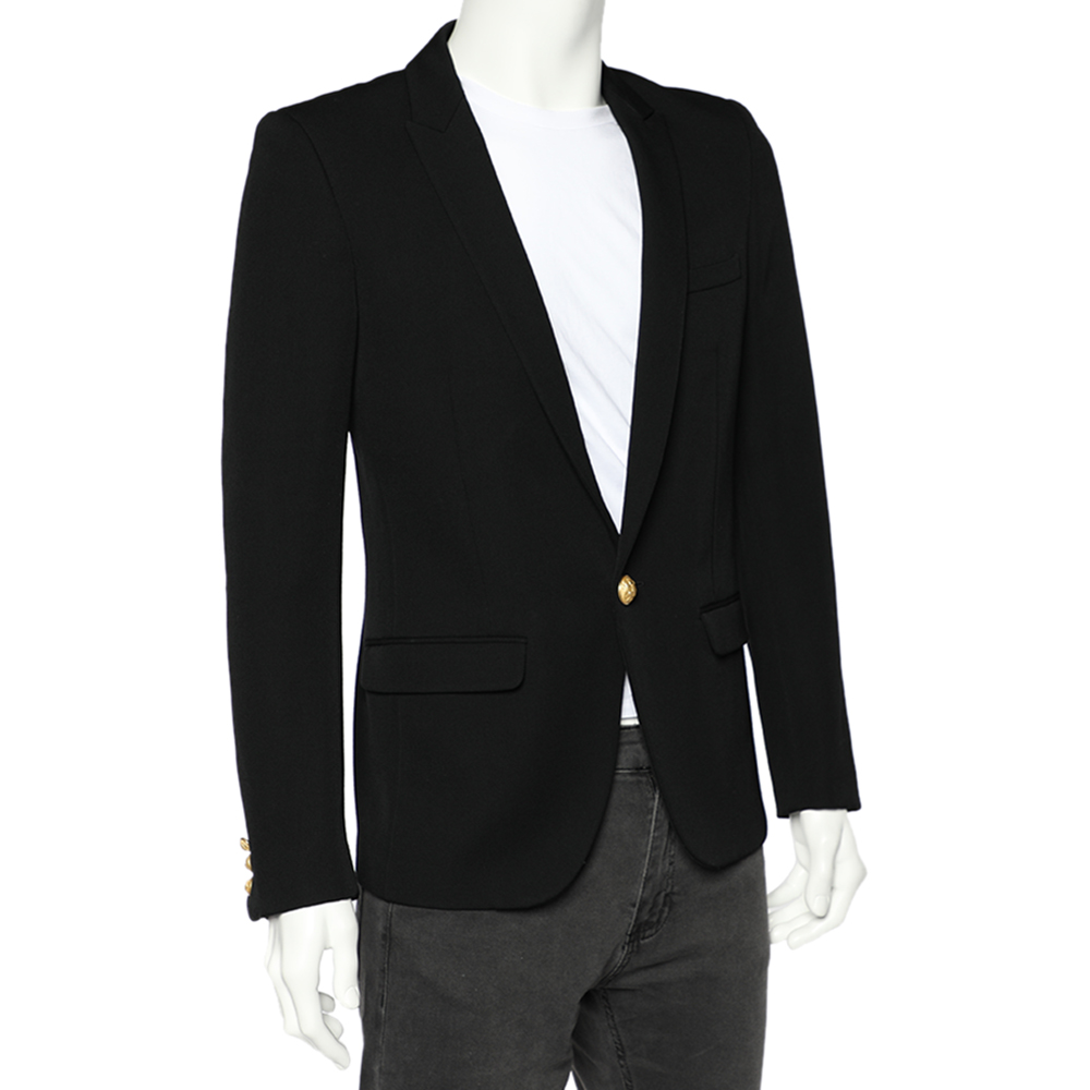 

Balmain Black Wool Button Front Blazer