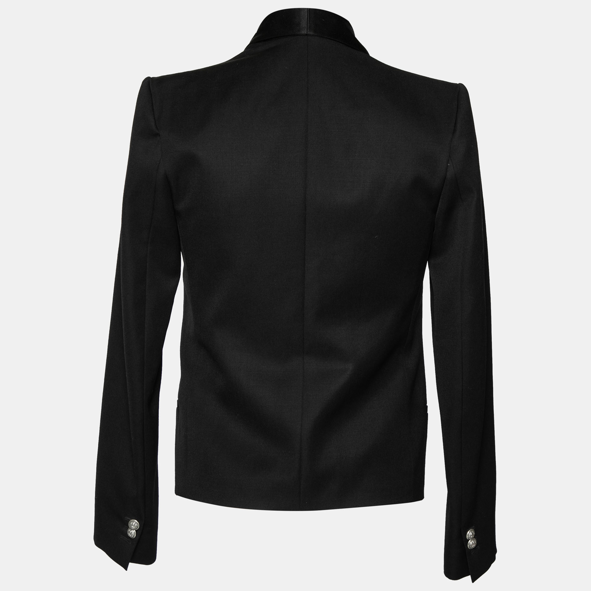 

Balmain Black Wool Open Front Long Sleeve Blazer