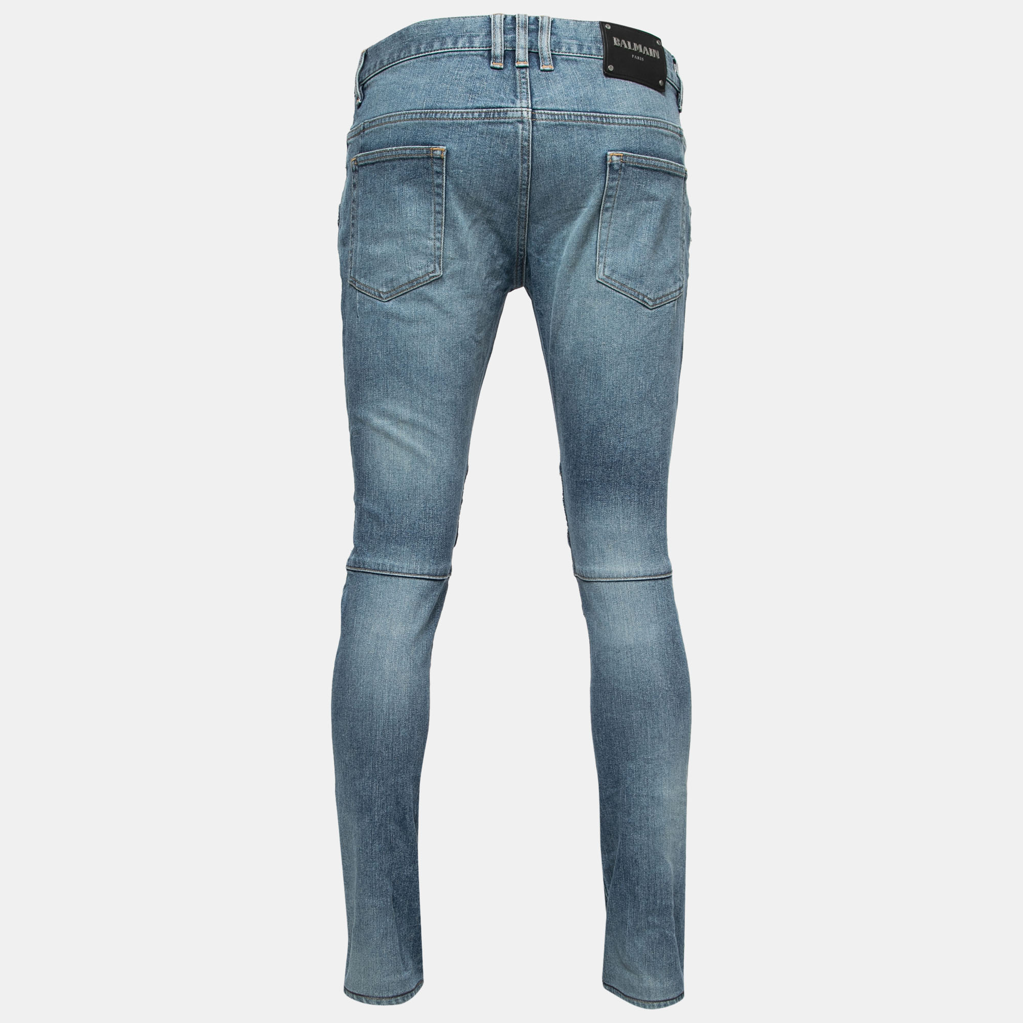 

Balmain Blue Denim Biker Jeans  Waist:36