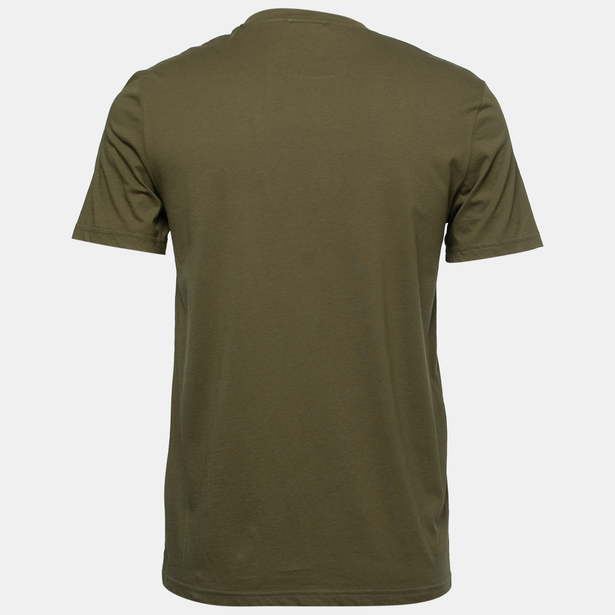 

Balmain Olive Green Cotton Logo Embossed Short Sleeve T-Shirt