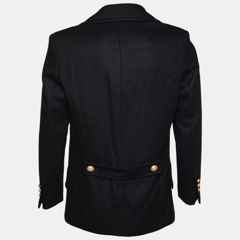 

Balmain Black Wool Double Breasted Coat