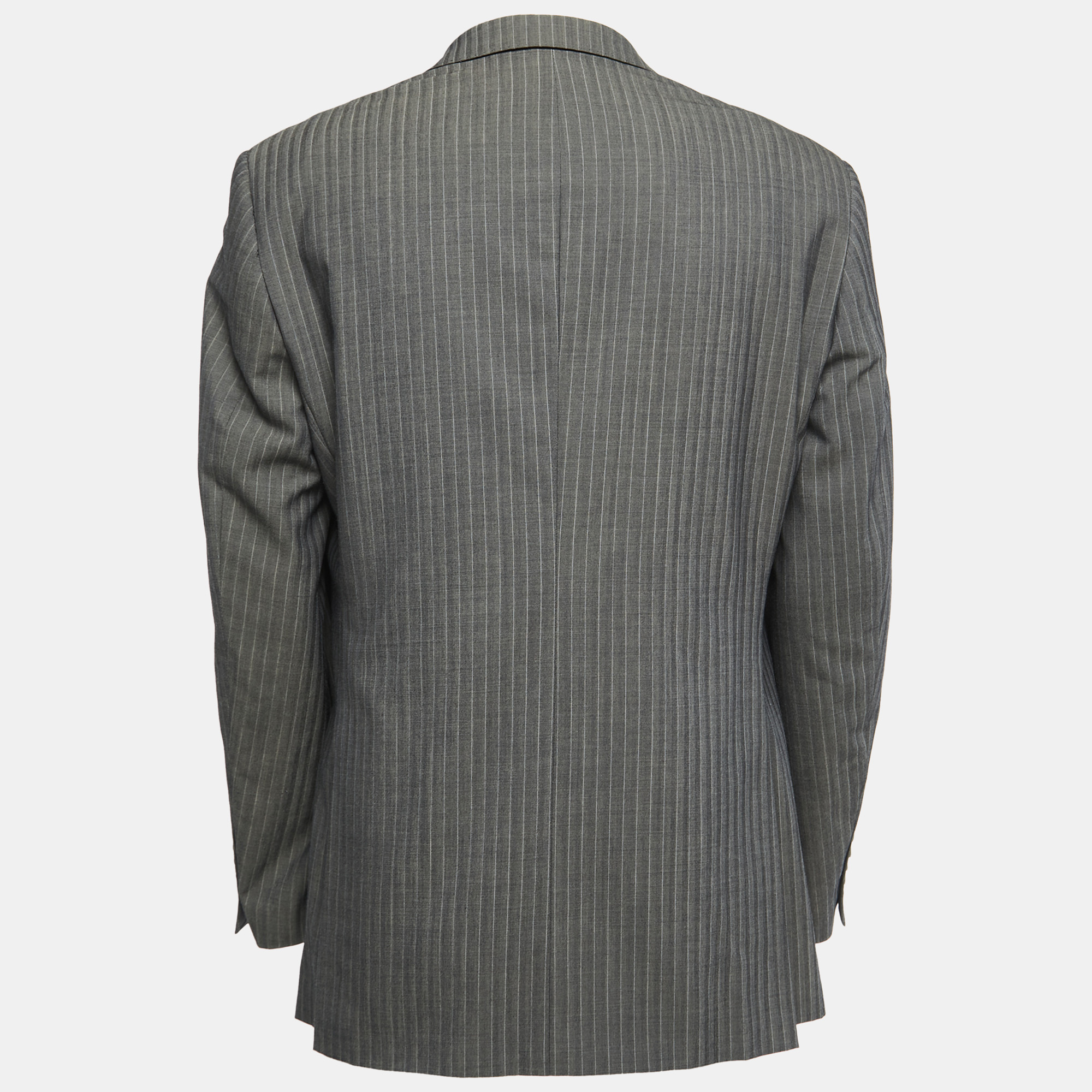 

Balmain Vintage Grey Striped Wool Button Front Blazer