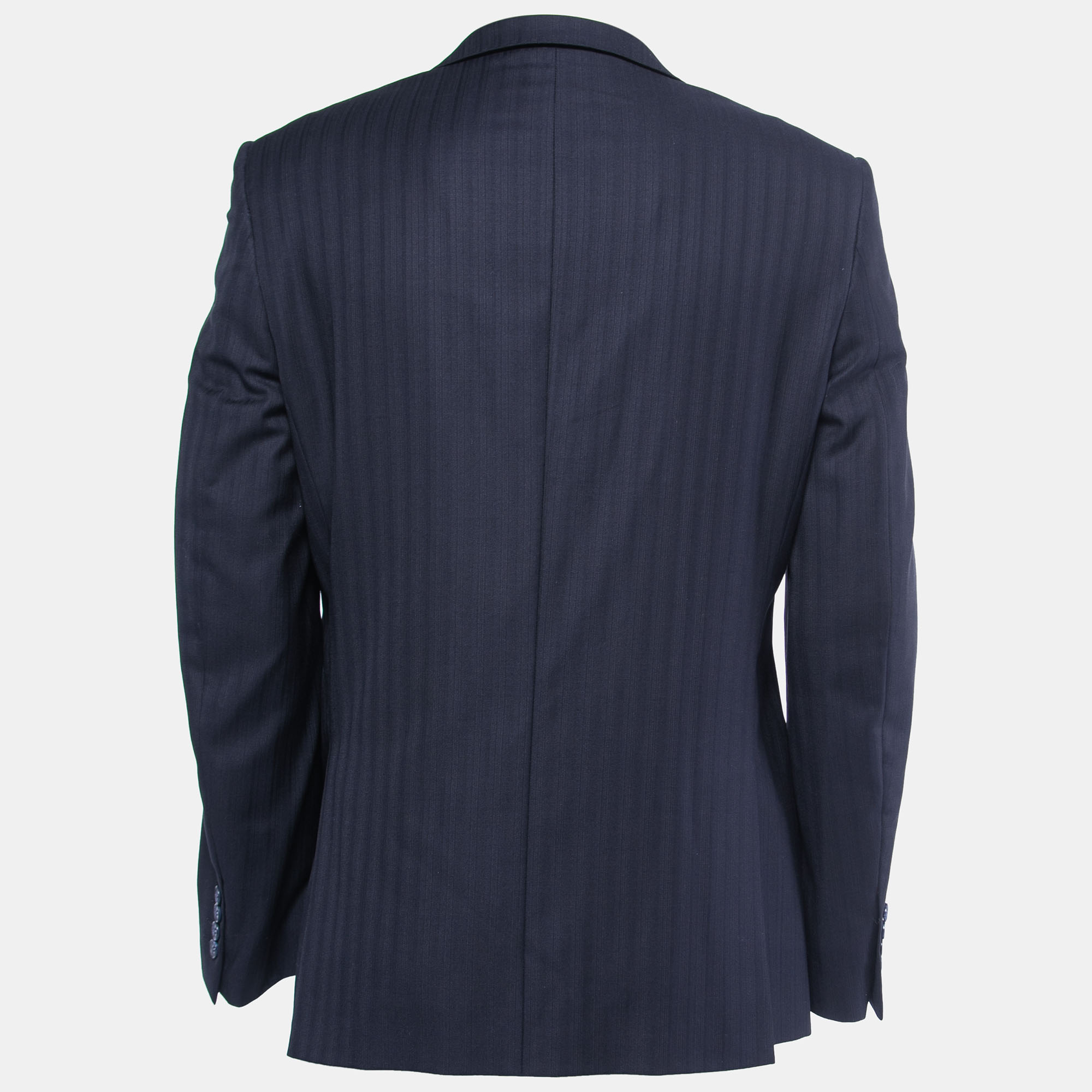 

Balmain Navy Blue Wool & Silk Button Front Blazer