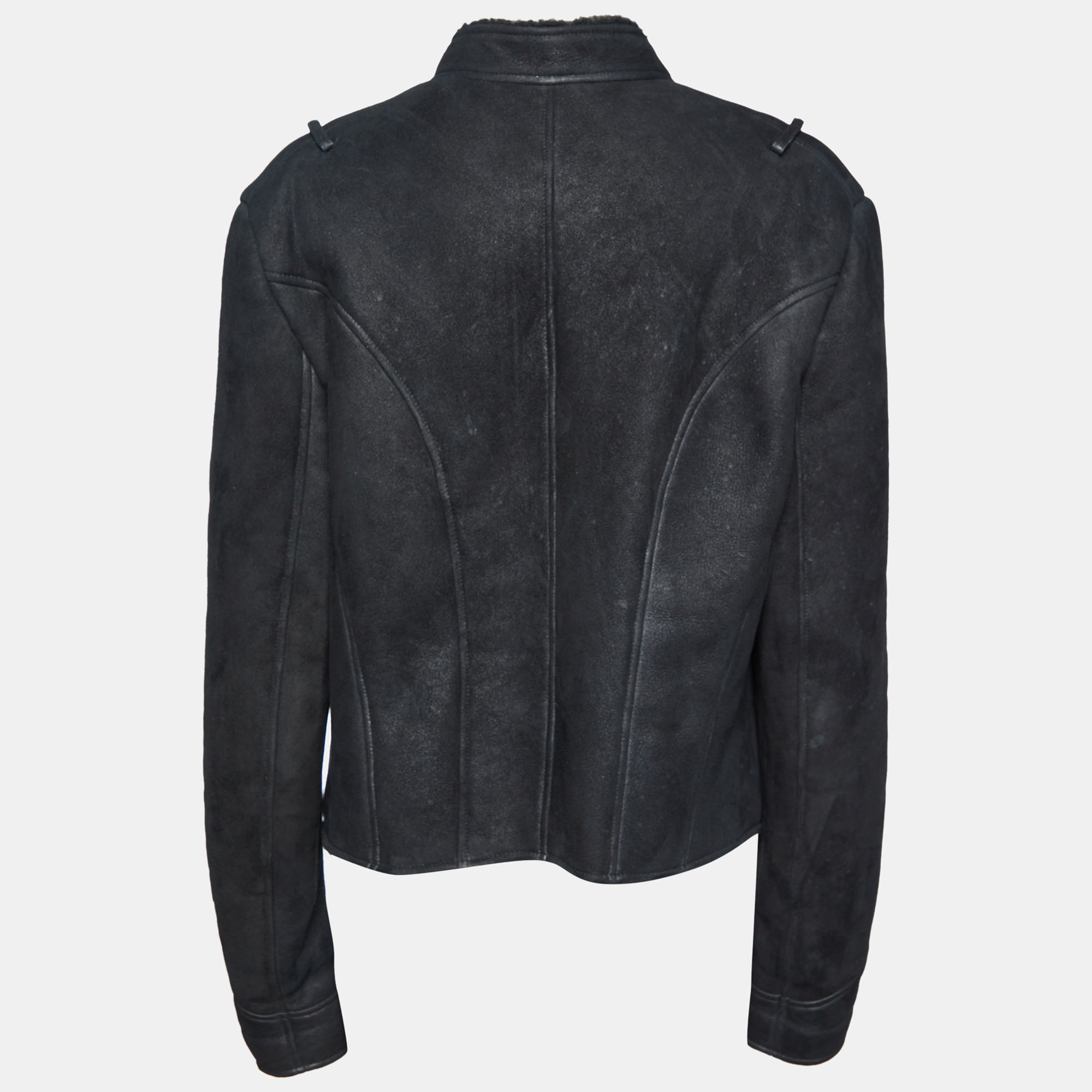 

Balmain Black Shearling Hook Front Jacket