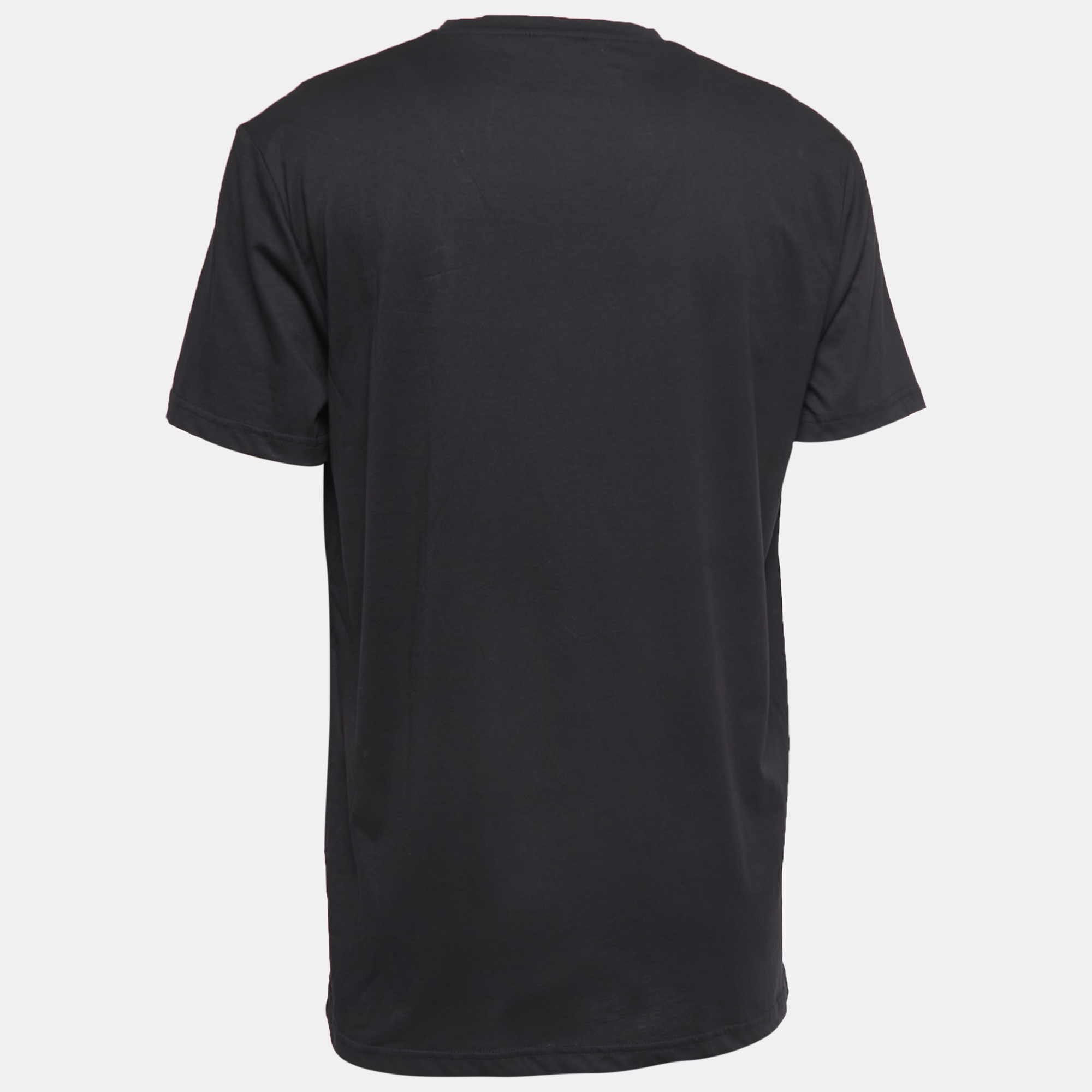 

Balmain Black Logo Patch Cotton Crew Neck Half Sleeve T-Shirt