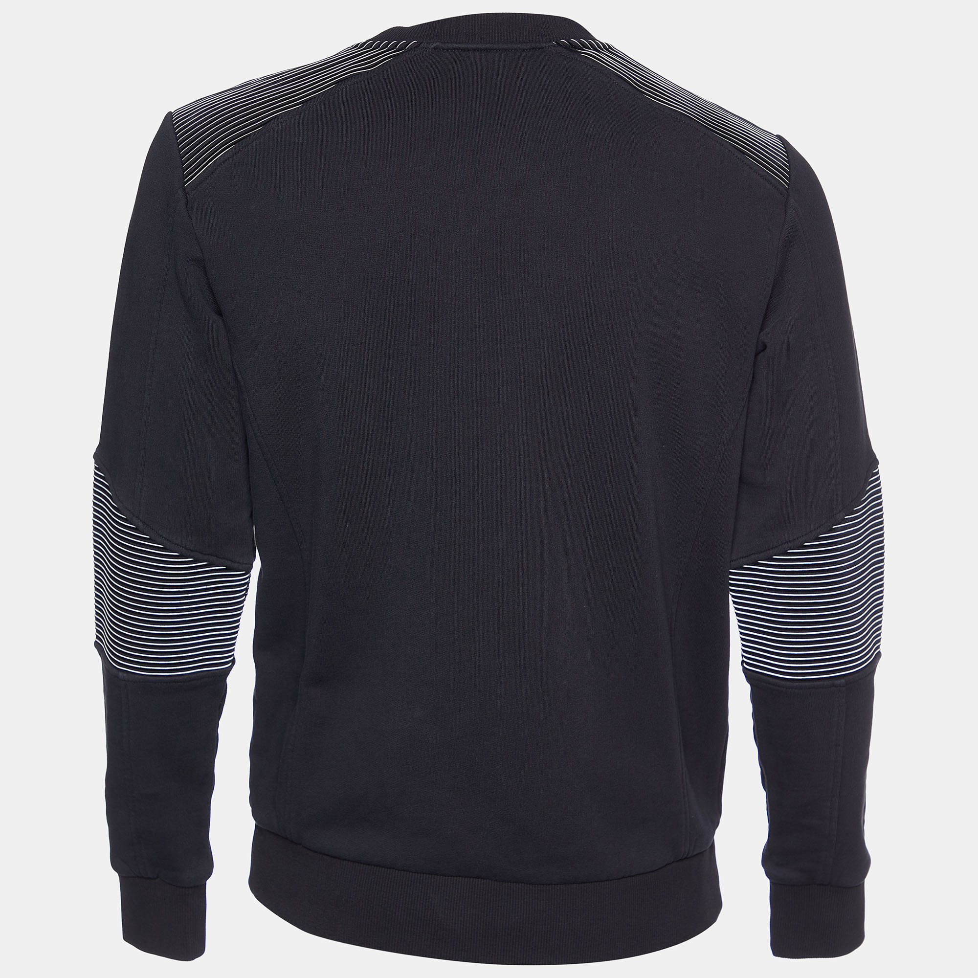 

Balmain Black Striped Logo Cotton Knit Sweatshirt