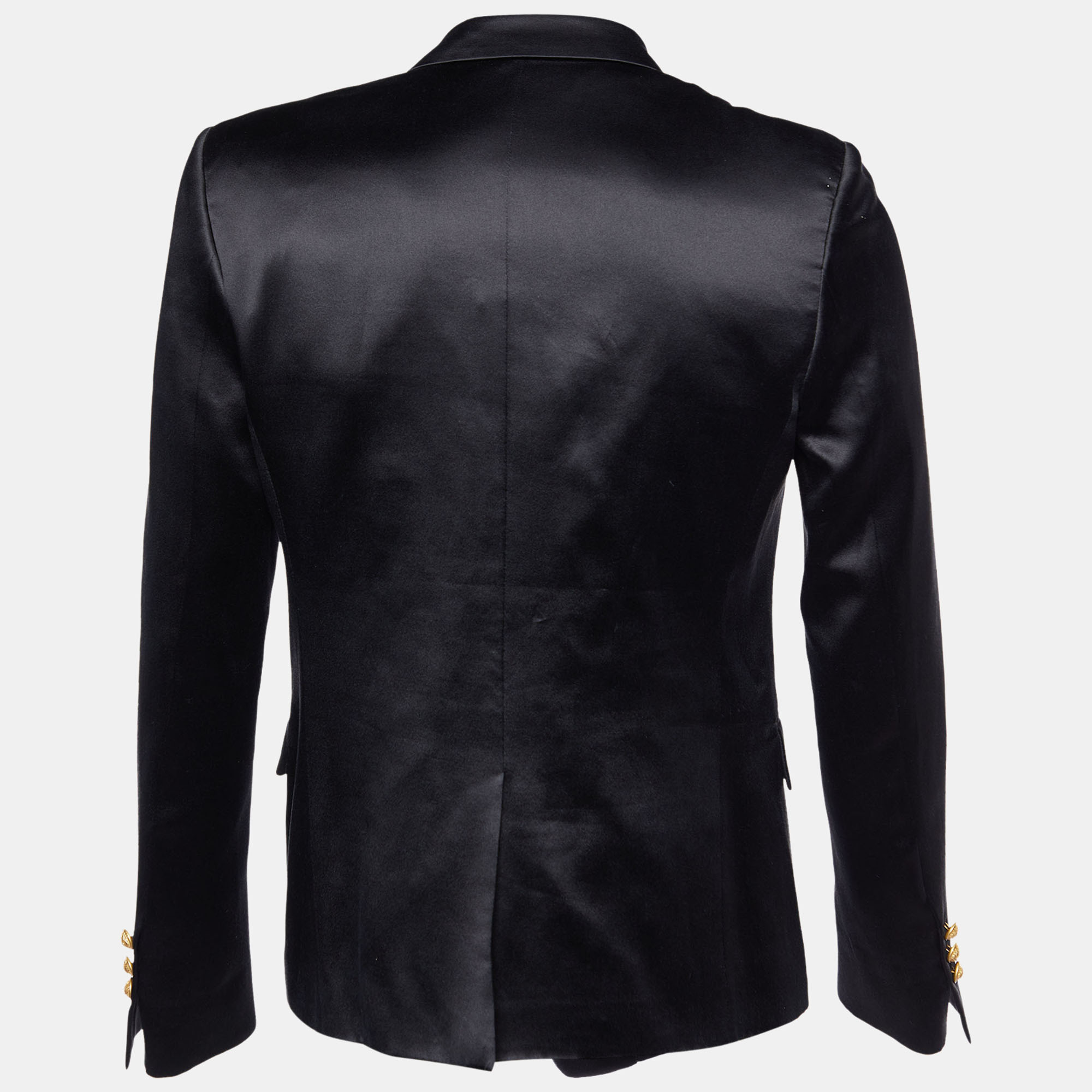 

Balmain Black Silk Satin Double Breasted Blazer
