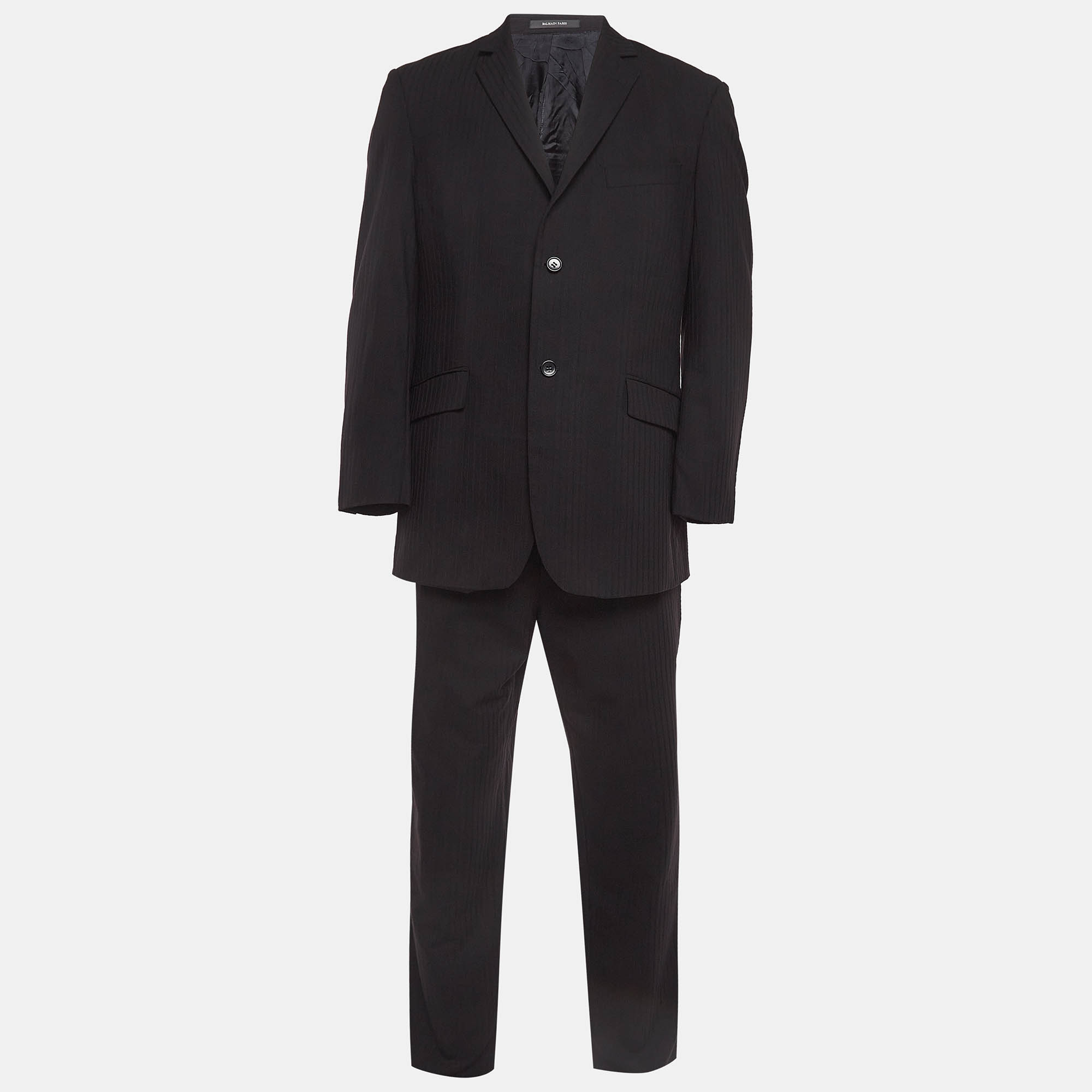 

Balmain Vintage Black Striped Wool Suit M