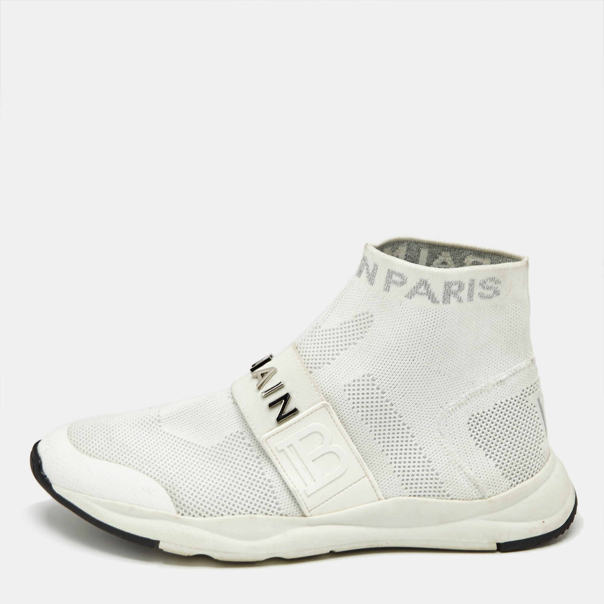 

Balmain White Knit Fabric Cameron Sock Sneakers Size