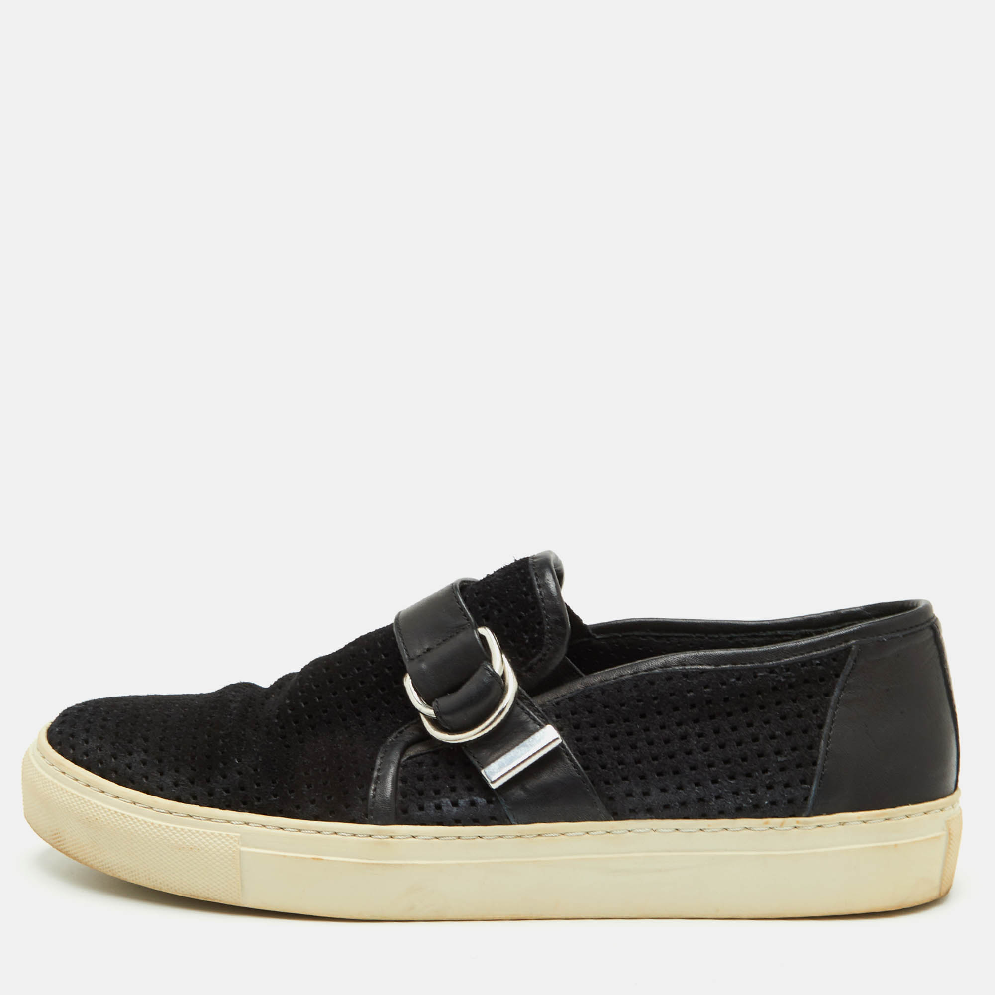 

Balmain Size  Black Perforated Suede and Leather Slip On Sneakers
