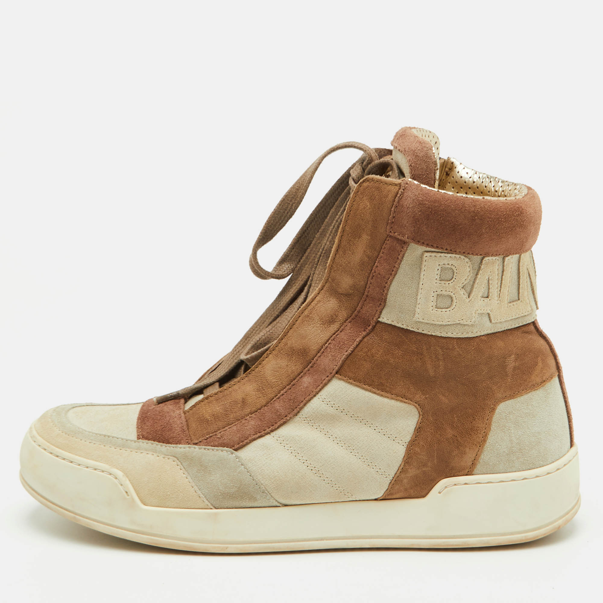

Balmain Size  Multicolor Suede and Leather Lace Up Ankle Length Boots
