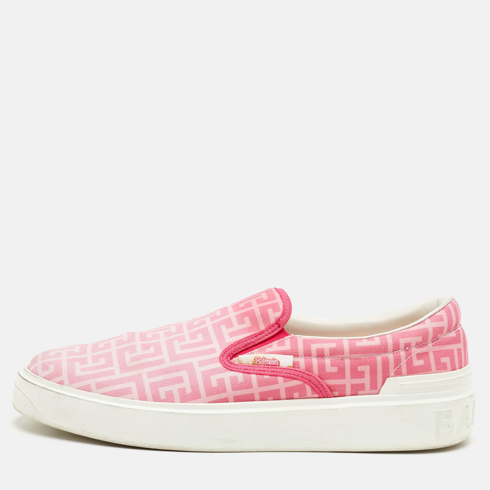 

Balmain x Barbie Size  Pink/White Monogram Canvas Slip On Sneakers