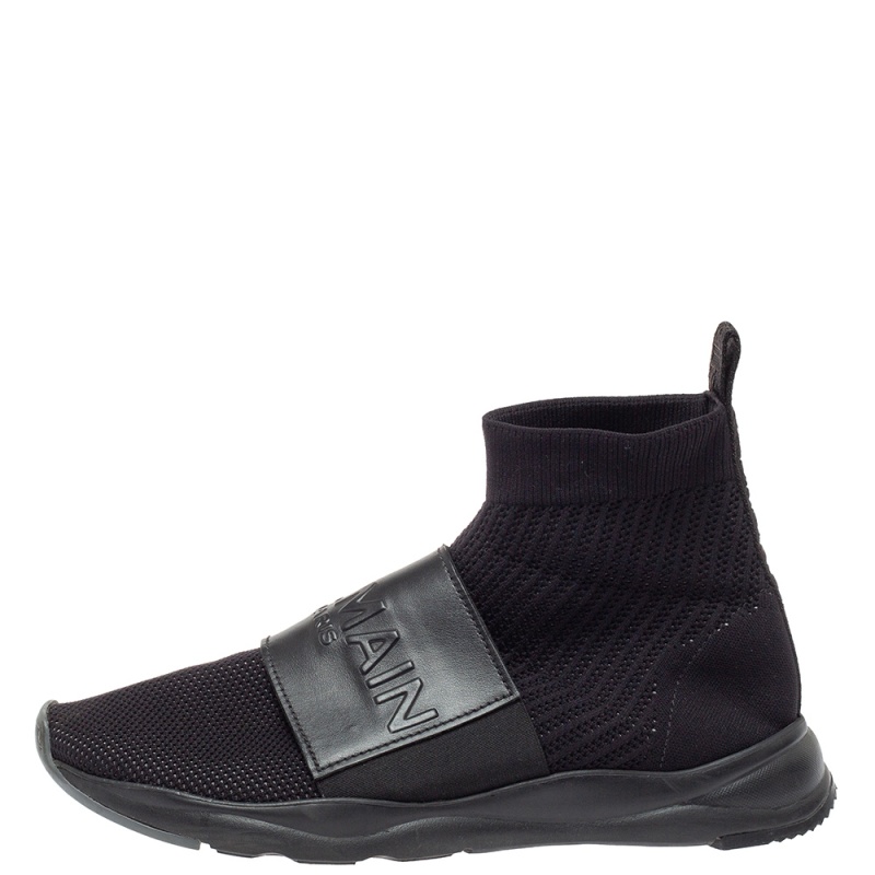 

Balmain Black Knit Fabric And Leather Cameron Sock Sneakers Size
