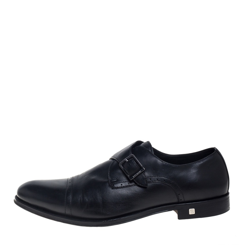 

Balmain Black Leather Cap Toe Monk Strap Derby Size