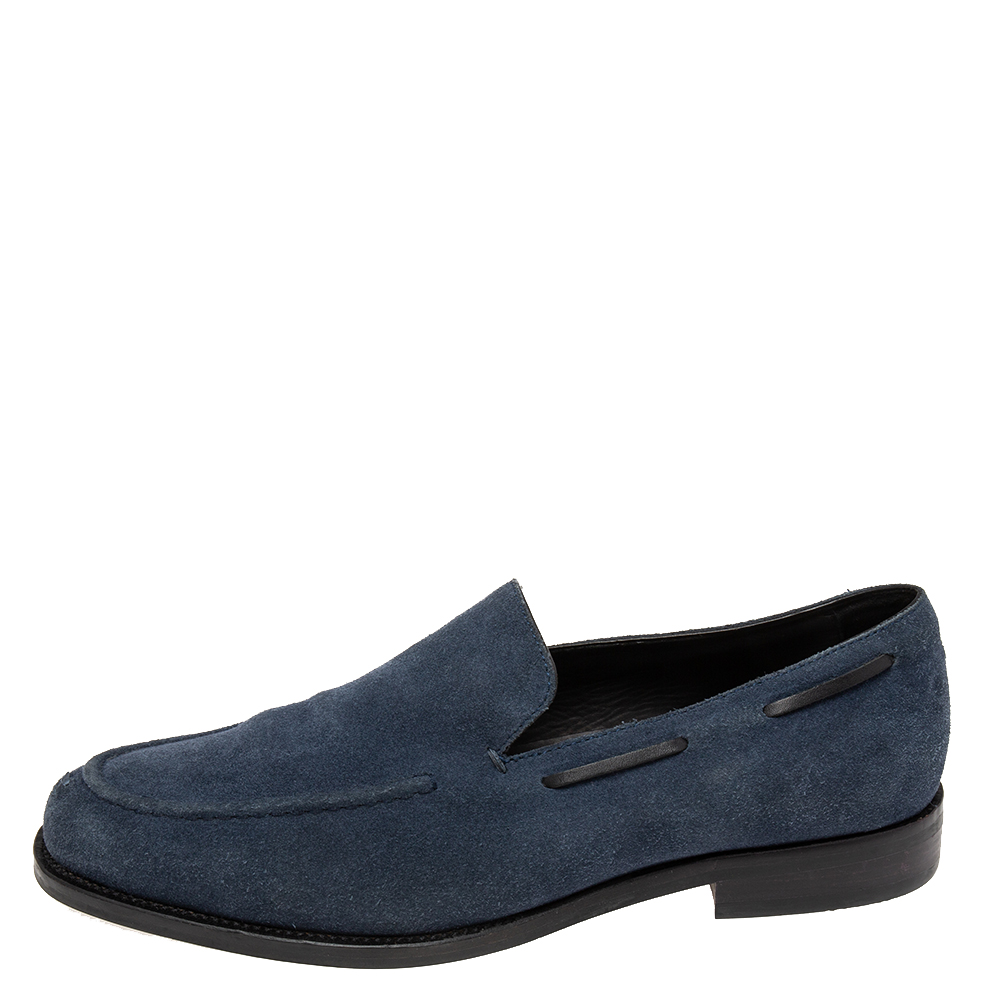 

Balmain Navy Blue Suede Slip On Loafers Size