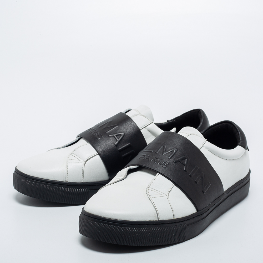 

Balmain White/Black Leather Low Top Sneakers Size