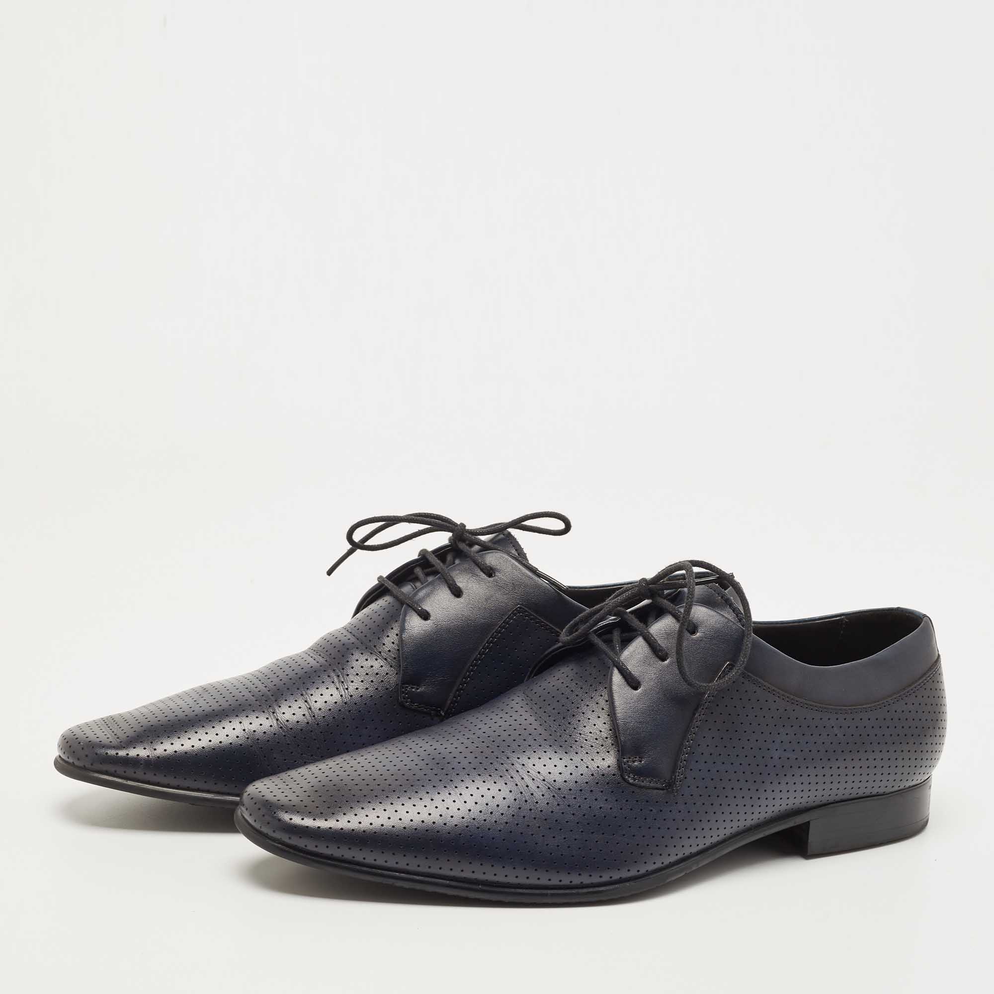 

Balmain Navy Blue Leather Lace Up Derby Size