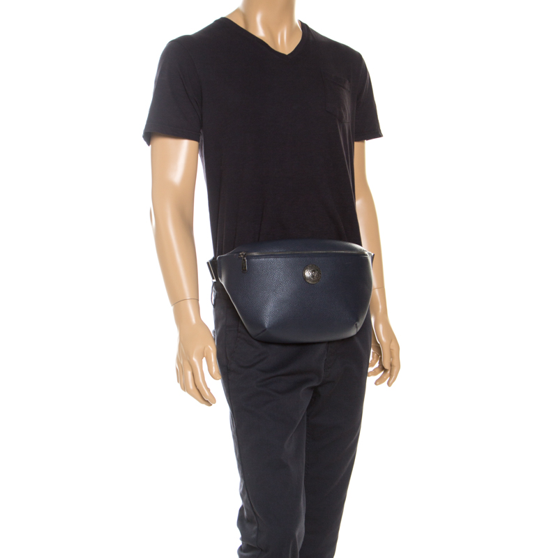 

Balmain Navy Blue Leather Belt Bag