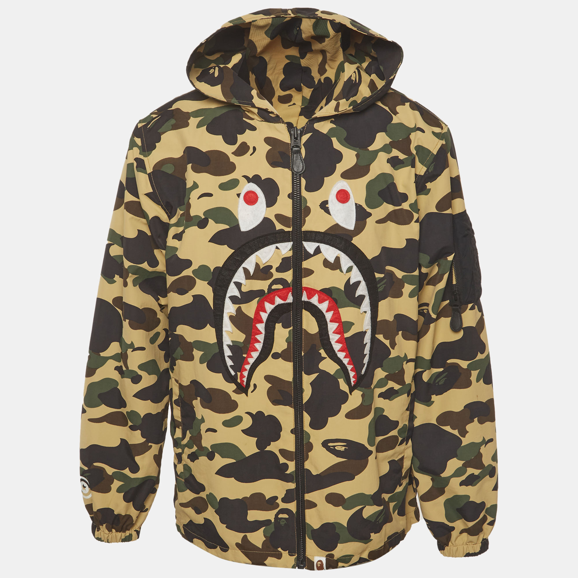

Bape Multicolour Camo Print Synthetic Shark Detail Zip Up Jacket L, Multicolor