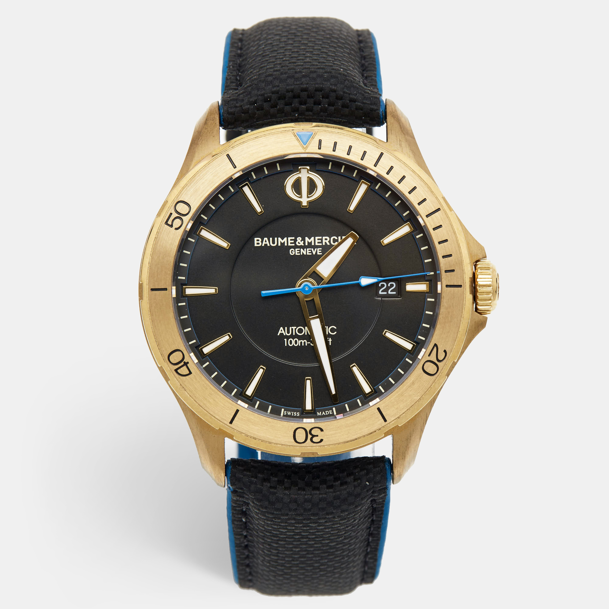 Pre Owned Baume & Mercier Black Bronze Aluminium Calfskin Clifton Club 10500 Men's Wristwatch 42 mm