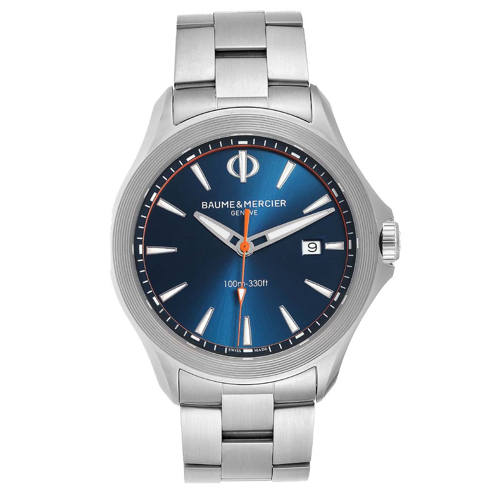 Click to view more detailed imagery on our partner's website Pre-owned Baume & Mercier Baume Mercier Blue Stainless Steel Clifton M0a10413 Men's Wristwatch 42 Mm