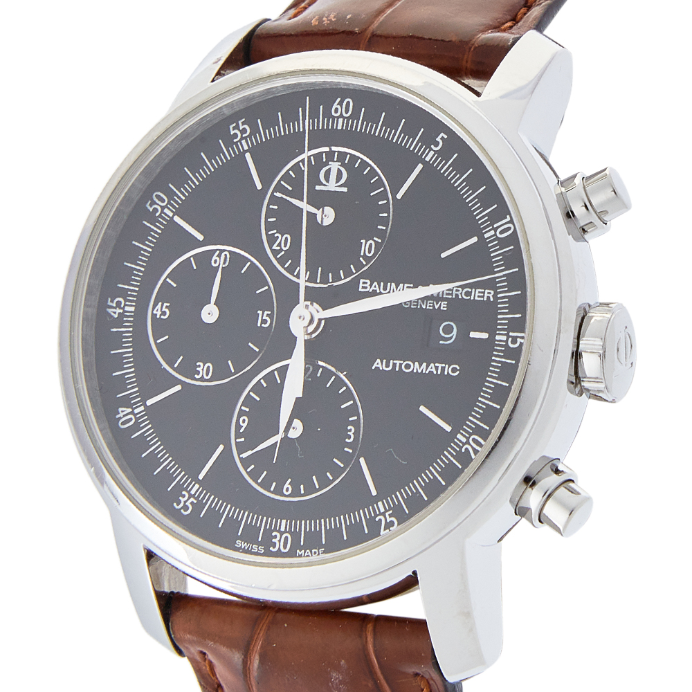 

Baume & Mercier Black Stainless Steel & Leather Classima Executive