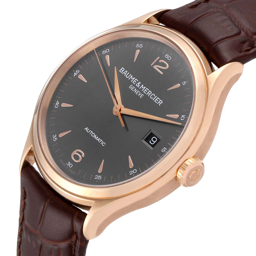 

Baume Grey 18K Rose Gold Mercier Clifton 10059 Men's Wristwatch 39 MM