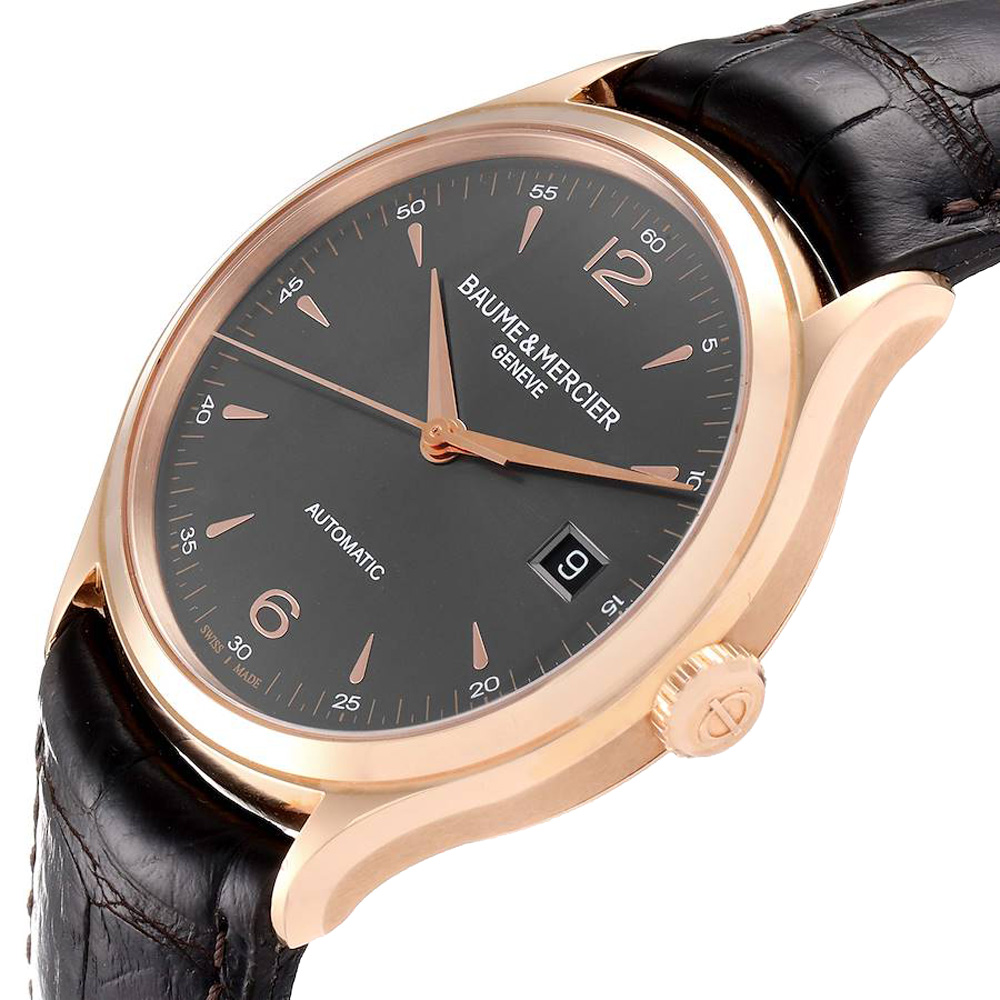 

Baume Grey 18K Rose Gold Mercier Clifton 10059 Men's Wristwatch 39 MM