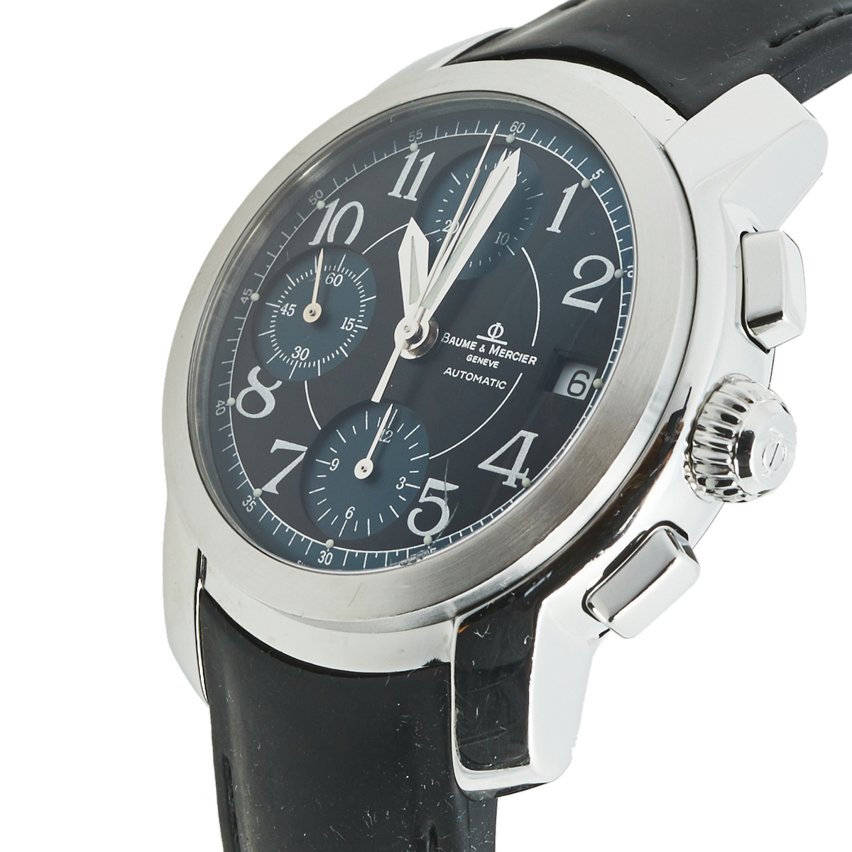 

Baume & Mercier Blue Black Stainless Steel Rubber Capeland MV045216 Men's Wristwatch