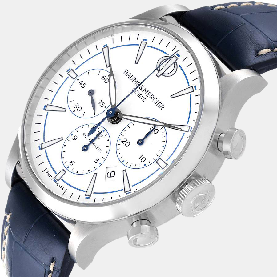 

Baume Mercier White Stainless Steel Capeland Chronograph MOA10437 Men's Wristwatch 42 MM