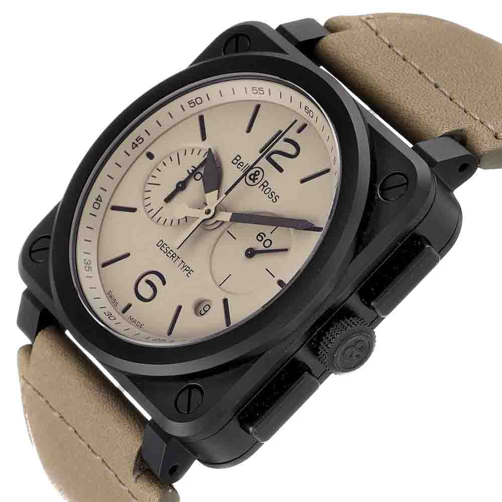 

Bell & Ross Beige Ceramic Aviation Desert Chronograph BR0394 Men's Wristwatch 42 MM
