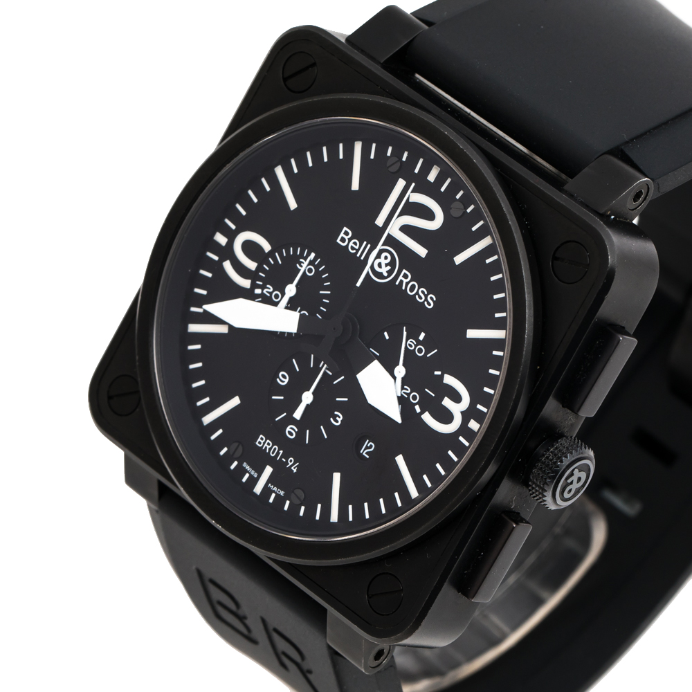 

Bell & Ross Black Carbon Powder Coated Stainless Steel Aviation BR01-94 Men's Wristwatch