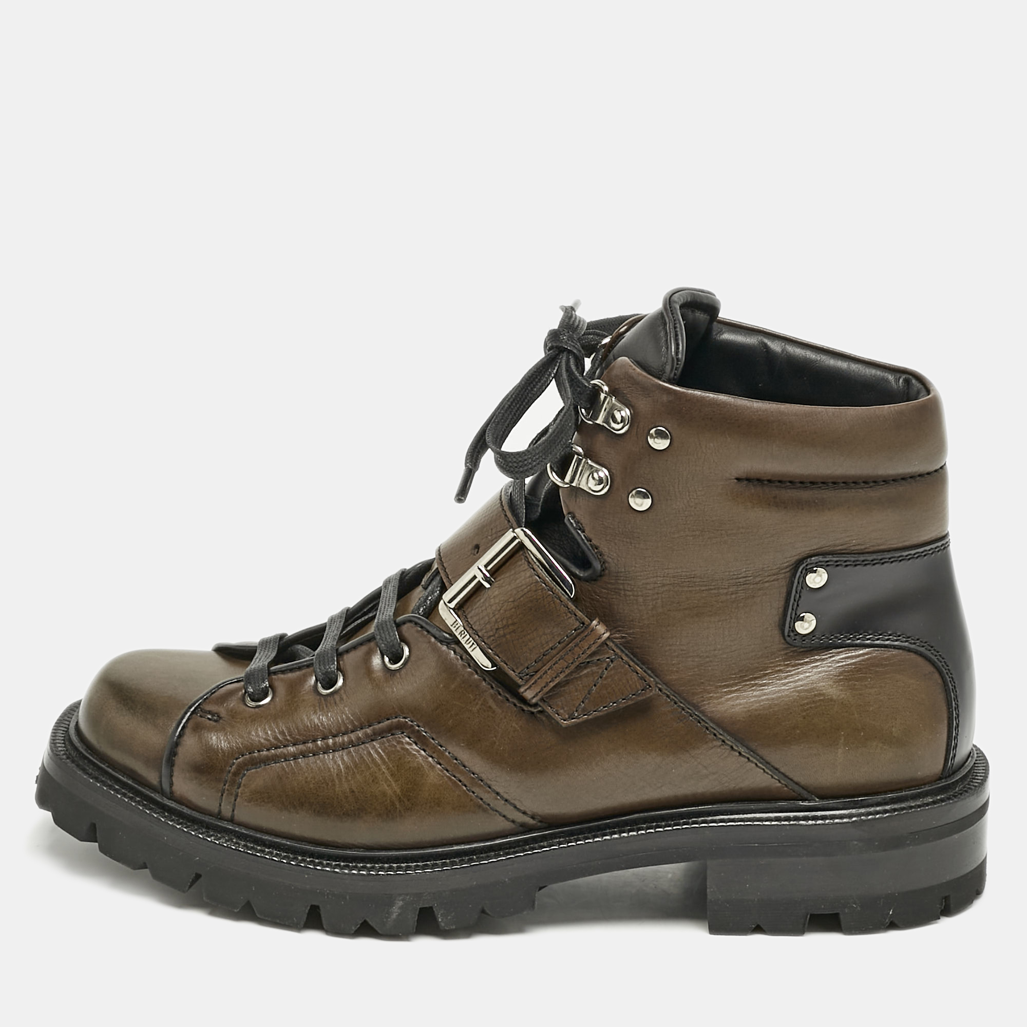 

Berluti Brown/Black Leather Brunico 2 Ankle Boots Size 42