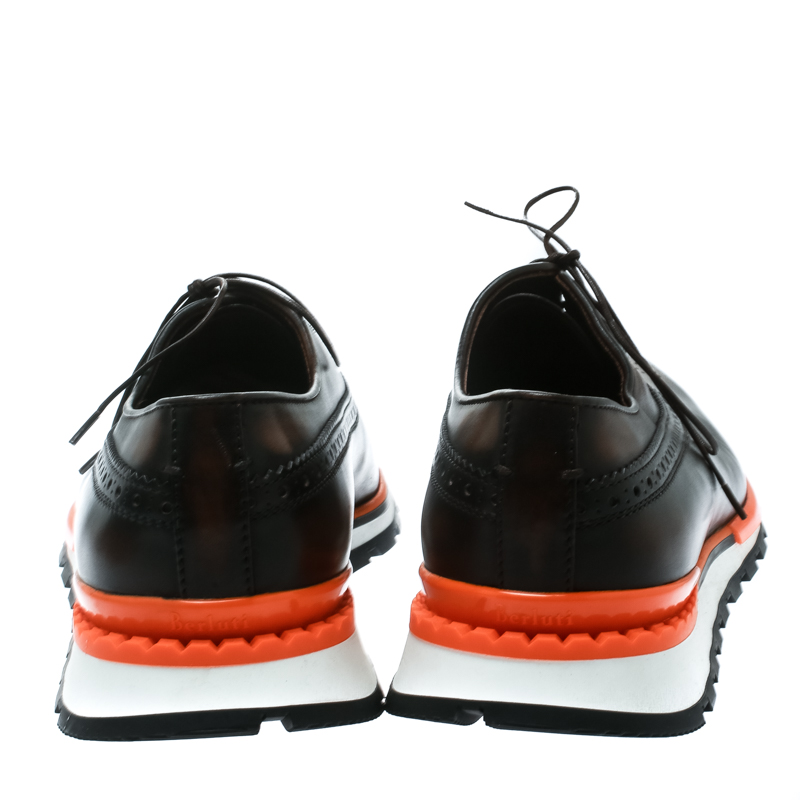Berluti Brown Leather Fast Track Brogue Sneakers Size 44 Berluti | TLC