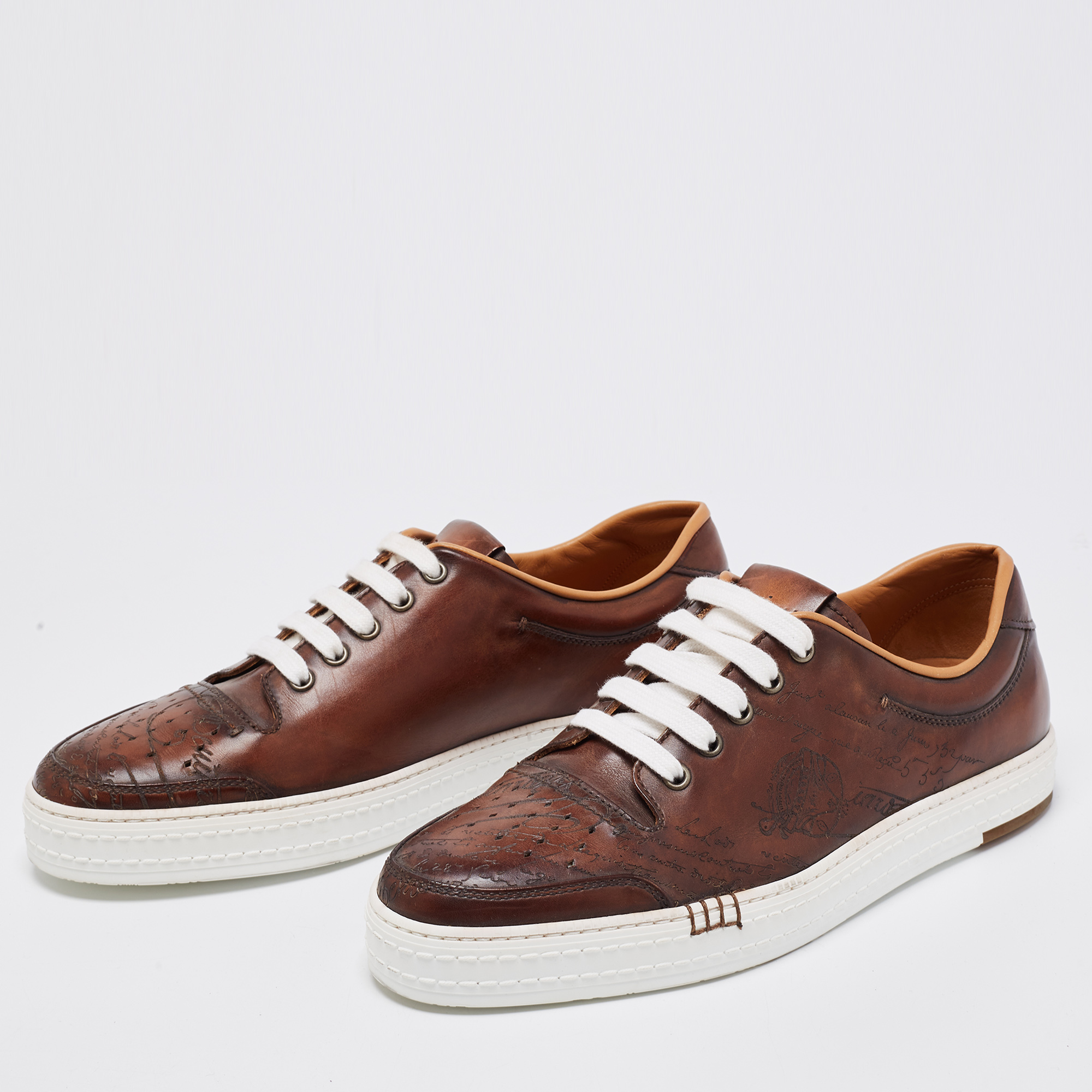 

Berluti Brown Ombre Leather Playtime Lace Up Sneakers Size